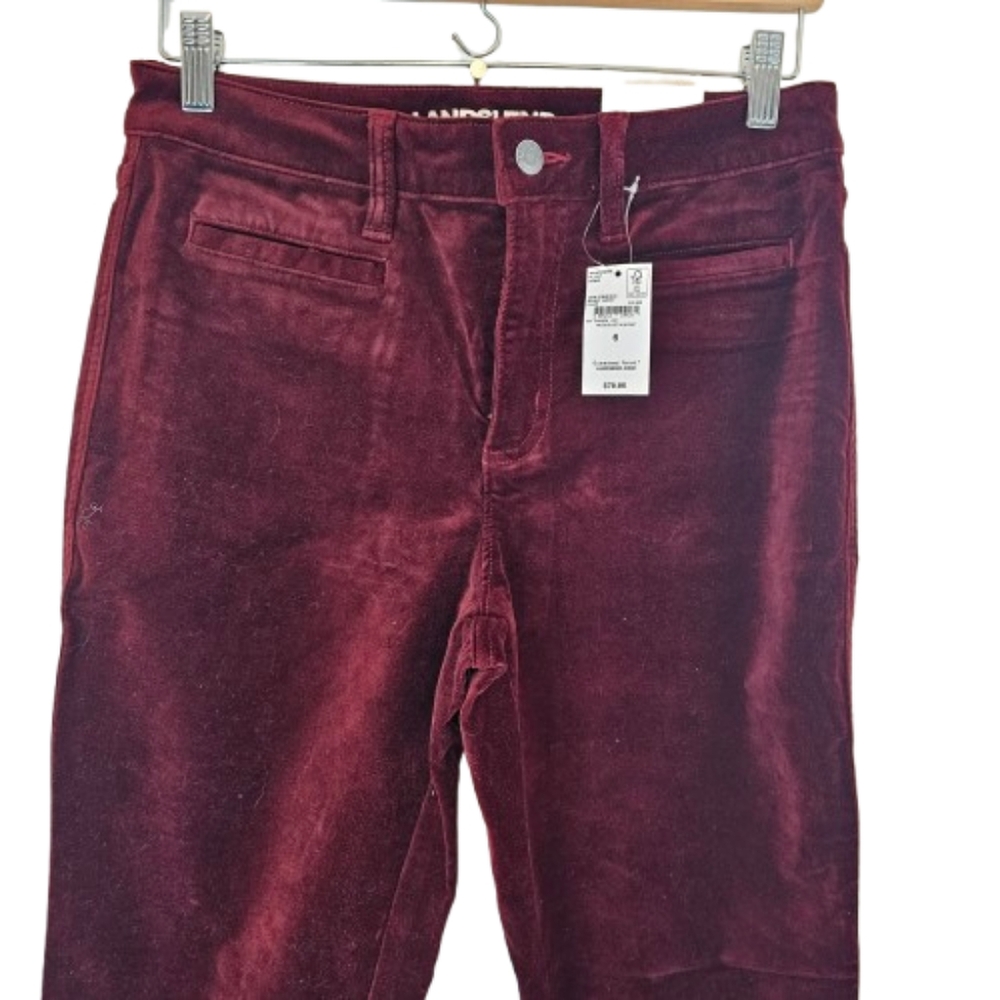 NWT Lands' End Richest Garnet Mid Rise Velvet Pants Size 6 - Picture 2 of 10
